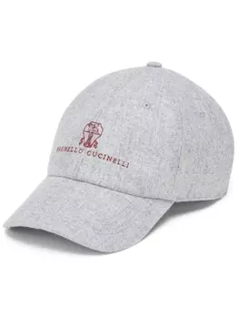 Brunello Cucinelli вышитая фланелевая шапочка, нейтральный цвет