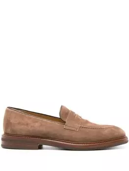 Brunello Cucinelli замшевые пенни-лоферы, коричневый