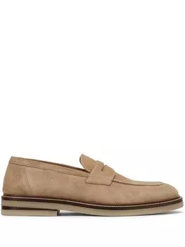 Brunello Cucinelli замшевые пенни-лоферы, коричневый
