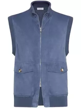 Brunello Cucinelli замшевый жилет, синий