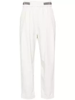 Brunello Cucinelli зауженные брюки с декором Monili, нейтральный цвет