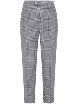 Brunello Cucinelli зауженные брюки в клетку, синий