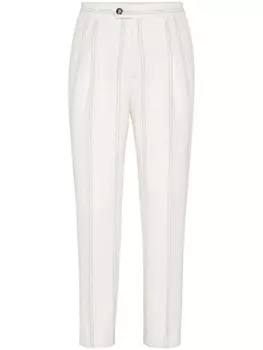 Brunello Cucinelli зауженные брюки в полоску, белый