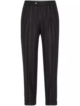 Brunello Cucinelli зауженные брюки в полоску, черный