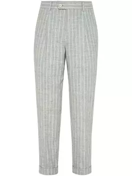 Brunello Cucinelli зауженные брюки в полоску, серый