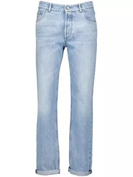 Brunello Cucinelli зауженные джинсы с вышитым логотипом, синий