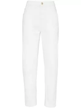 Brunello Cucinelli зауженные джинсы с завышенной талией и декором Monili, белый