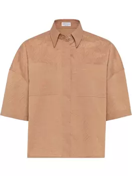 Brunello Cucinelli жаккардовая рубашка, коричневый