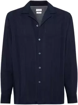 Brunello Cucinelli жаккардовая рубашка в полоску, синий