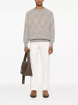 Brunello Cucinelli жаккардовый свитер, серый