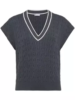 Brunello Cucinelli жилет фактурной вязки, серый