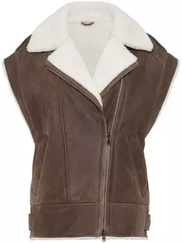 Brunello Cucinelli жилет из овчины, коричневый