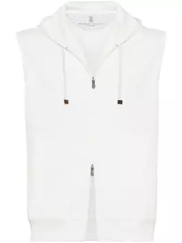 Brunello Cucinelli жилет на молнии с капюшоном, белый