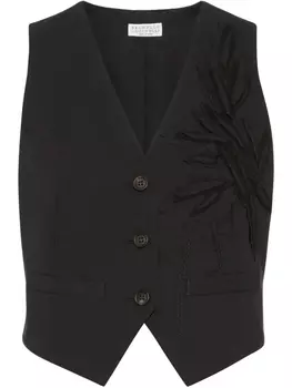 Brunello Cucinelli жилет с аппликацией Herbarium, черный