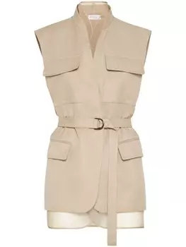 Brunello Cucinelli жилет с декором Monili, нейтральный