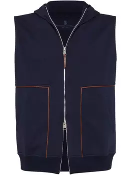 Brunello Cucinelli жилет с капюшоном, синий