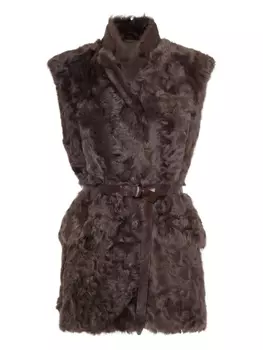 Brunello Cucinelli жилет с поясом, коричневый