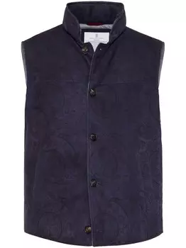 Brunello Cucinelli жилет с узором пейсли, синий