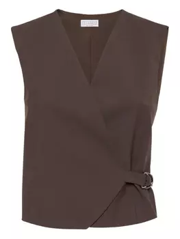 Brunello Cucinelli жилет с V-образным вырезом, коричневый