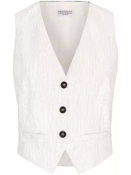 Brunello Cucinelli жилет в тонкую полоску, белый