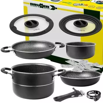 BRUNNER набор кастрюль для походной посуды | алюминий | ПИРАТ НГ, 24см 7+1 шт