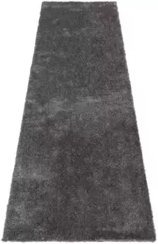 Bruno Banani дорожка с высоким ворсом "Ковер Dana, светлый блеск", прямоугольный, мостик, однотонный, мягкий, микрофибра, прихожая, прихожая, гостиная, спальня 80х250 см, серый