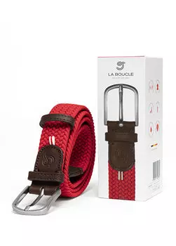 Брюссельский красный вязаный фактурный мужской ремень La Boucle