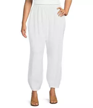 Bryn Walker Большие размеры Medina Хлопково-марлевые брюки-фонарики свободного кроя до щиколотки без застежки, белый