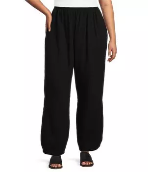 Bryn Walker Большие размеры Medina Хлопково-марлевые брюки-фонарики свободного кроя до щиколотки без застежки, черный