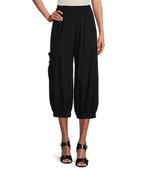 Bryn Walker Wylie Трикотажное джерси из микрофибры Широкие накладные карманы Капри оверсайз без застежки, черный