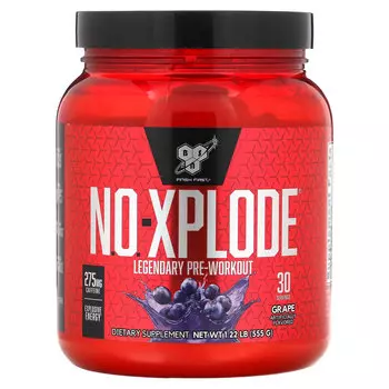 BSN, N.O.-Xplode, легендарный предтренировочный комплекс, виноград, 555 г (1,22 фунта)