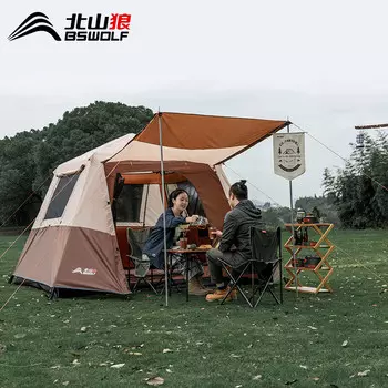 BSWolf, большая палатка для кемпинга на открытом воздухе, 6-8 человек, водонепроницаемая, для парка, пляжа, для нескольких человек, семейная палатка для самостоятельного вождения ZL039, коричневая