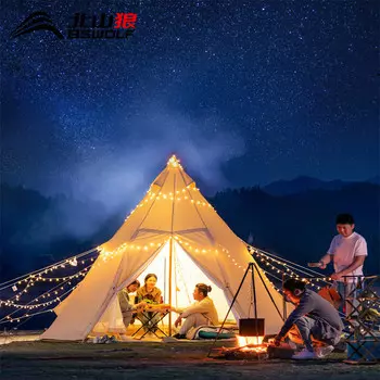 BSWolf Cloud Top Палатка Открытый Портативный Кемпинг Открытый Большое Пространство Хлопковая Пирамида 4*4 метра Ткань Оксфорд Стиль