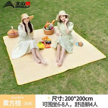 BSWolf коврик для пикника утолщенный напольный коврик портативный водонепроницаемый и влагостойкий коврик 200*200 полиэстер хлопок желтый клетчатый CL022