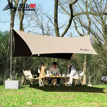 BSWolf навес, палатка, ветрозащитный навес для кемпинга, пикника, солнцезащитный, непромокаемый, шестиугольный, облачно-серый, с серебристым покрытием, 4 м * 3 м
