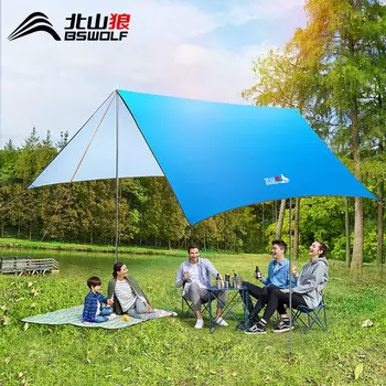 BSWolf открытый солнцезащитный козырек красочный навес для рыбалки, пикника, кемпинга, барбекю, беседка 3*3 метра, серый, синий, 5-8 человек