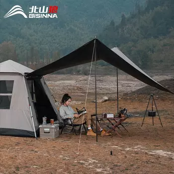 BSWolf палатка с навесом, виниловая универсальная палатка для кемпинга, утолщенная непромокаемая уличная палатка с навесом для 5-8 человек, темно-коричневая