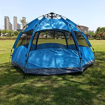 BSWolf шестиугольная палатка, полностью автоматическая шестиугольная палатка для кемпинга, пикника [синий] 5-8 человек