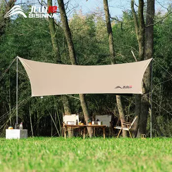 BSWolf виниловый тент с навесом для улицы, ветрозащитный, для кемпинга, пикника, непромокаемый, тент для улицы, облачно-серый, окрашенный в серебристый цвет, 5 м * 3 м