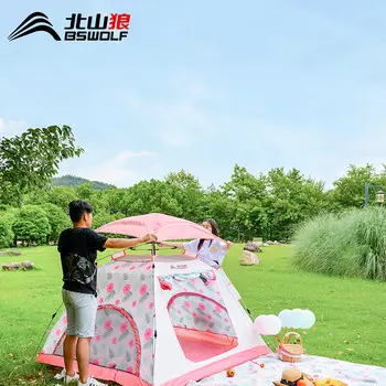 BSWolf Ziyouhike быстрооткрывающаяся утолщенная непромокаемая двойная палатка для кемпинга на 3-4 человека со световым люком в случайных цветах