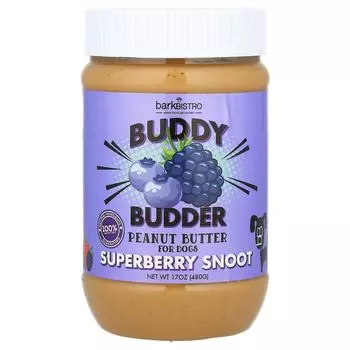 Buddy Budder, Арахисовое масло, для собак, Superberry Snoot, 17 унций (480 г) Bark Bistro