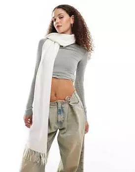 Будний день Белый шерстяной шарф