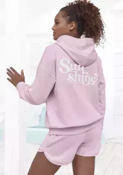 Buffalo Hoodie "толстовка с капюшоном и принтом на спине" и ребристыми манжетами, костюм для отдыха, розовый