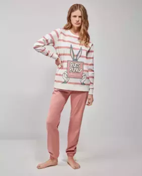 Bugs Bunny женская длинная пижама из хлопчатобумажного трикотажа Gisela, цвет Rosa