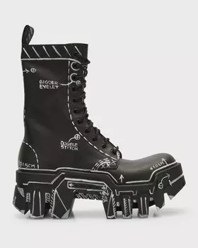 Бульдозерные ботинки на шнуровке Balenciaga, цвет 1090 Black/White