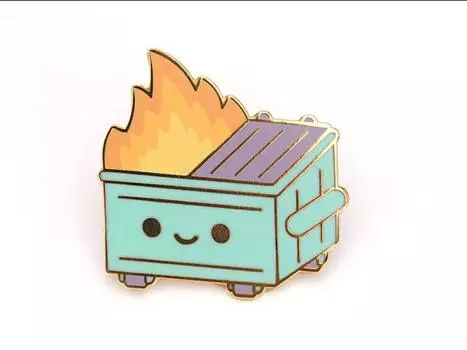 Булавка Lil Dumpster Fire Pastel Trash Enamel Pin 100% Soft