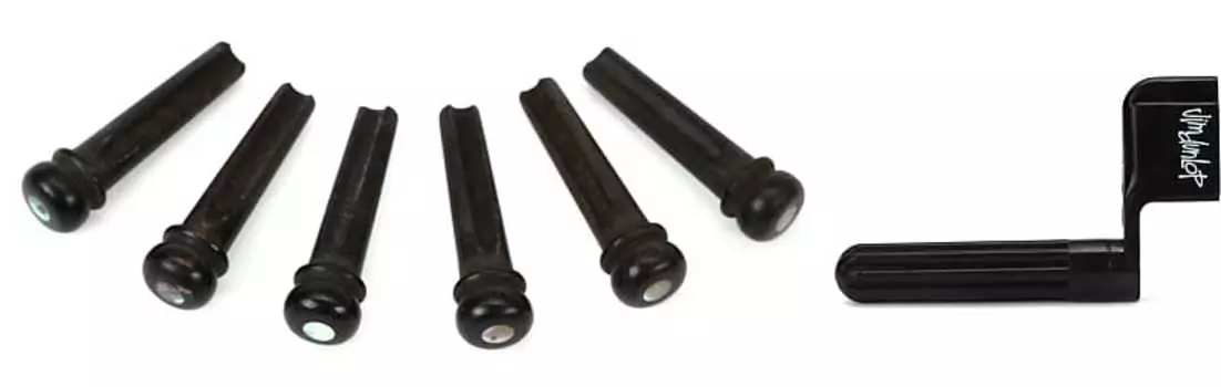 Булавки Taylor Ebony Bridge Pins с точками Abalone Dots в комплекте с Dunlop Series 100 Pegwinder Устройство для намотки гитарных струн Taylor + Dunlop 7251=1 100SI=1
