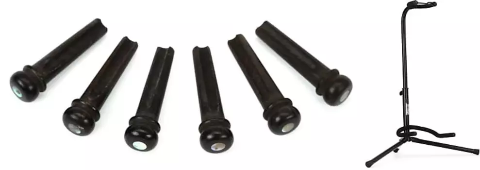 Булавки Taylor Ebony Bridge Pins с точками Abalone Dots в комплекте со стойками для сцены XCG-4 Classic Guitar Stand Taylor + On-Stage 7251=1 10586=1