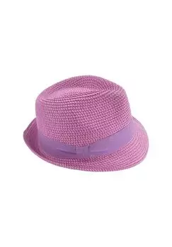 Бумажная соломинка микс-трилби с крышкой из репсовой ленты 54892-0 SEEBERGER, цвет Fuchsia /rose