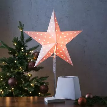 Бумажная звезда/настольная лампа JULIA - сменное крепление - В: 64см - вкл. розетку E14 и кабель - белый MARELIDA